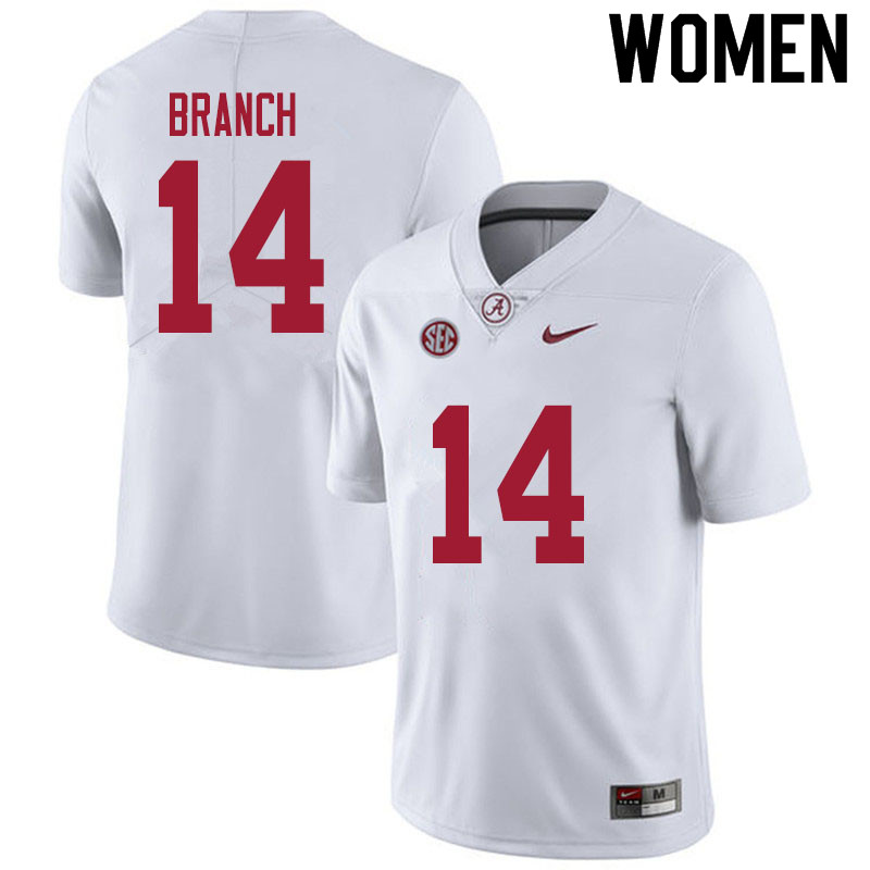 Women #14 Brian Branch Alabama White Tide College Football Jerseys Sale-White